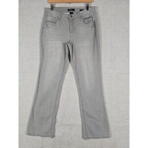 Earl Jean Barely Boot Grey‎ Rhinestone Fleur De Lis Jeans Womens 12